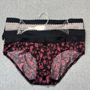 Warners Hipster Panties 3 Pack Lace Trim Wide Waistband Leopard Print Large